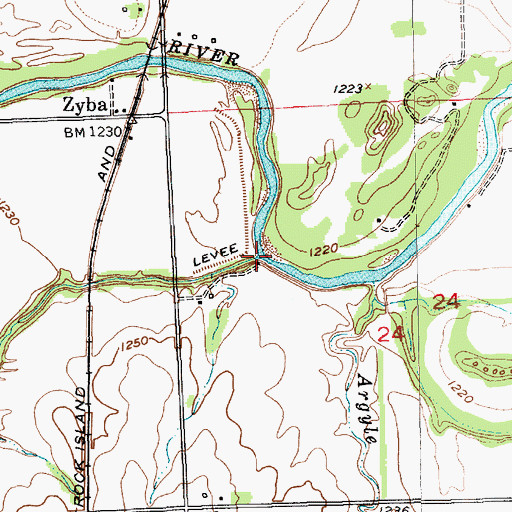 Topographic Map of Elm Creek, KS