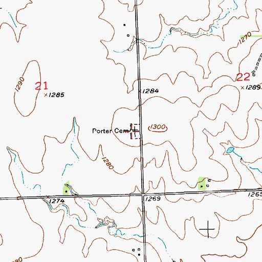 Topographic Map of Porter Cemetery, KS