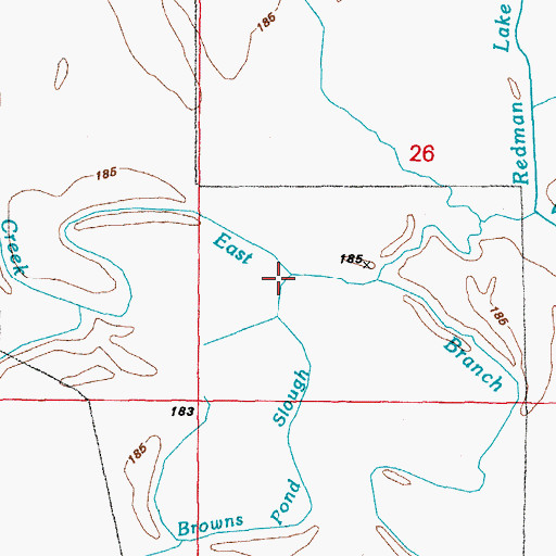 Topographic Map of Browns Pond Slough, AR
