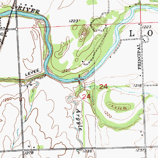 Topographic Map of Argyle Creek, KS