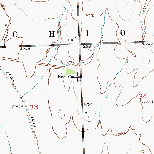Topographic Map of Noel Cemetery, KS