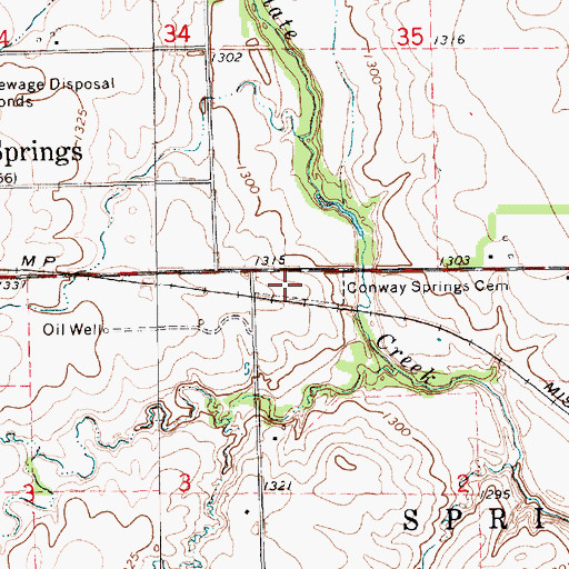 Topographic Map of Conway Springs Cemetery, KS