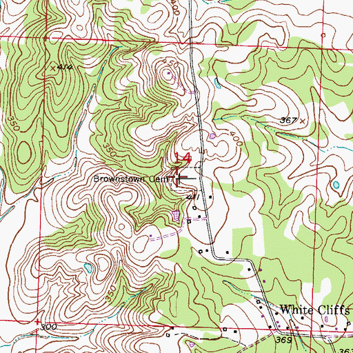 Topographic Map of Brownstown Cemetery, AR