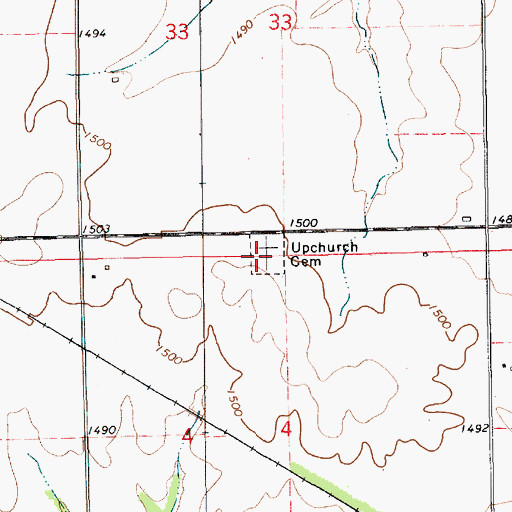 Topographic Map of Upchurch Cemetery, KS