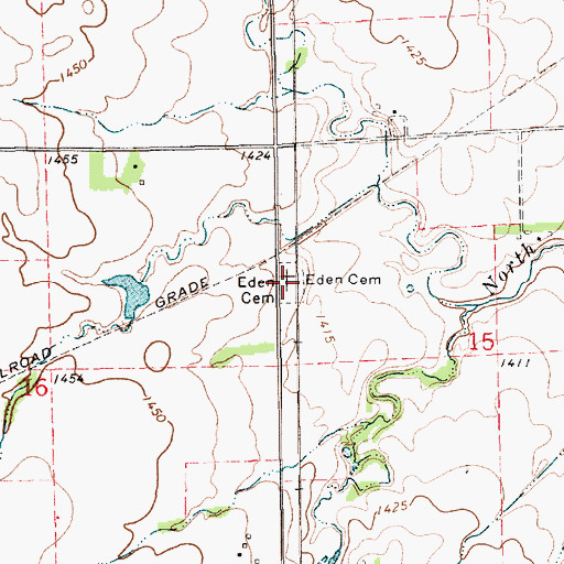 Topographic Map of Eden Cemetery, KS
