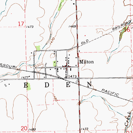 Topographic Map of Milton, KS