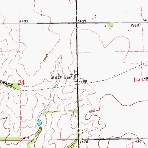 Topographic Map of Stitch Cemetery, KS