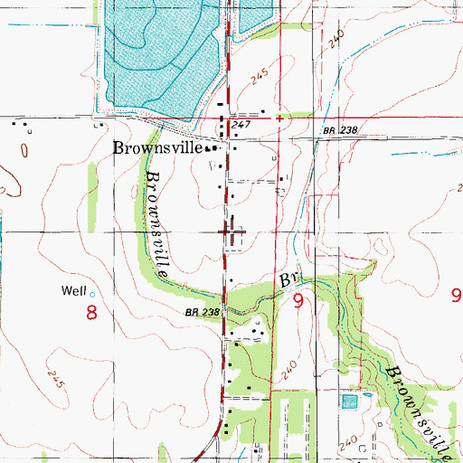 Topographic Map of Brownsville Cemetery, AR