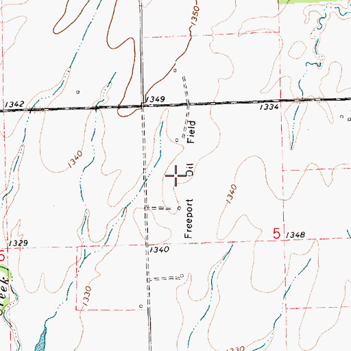 Topographic Map of Freeport Oil Field, KS