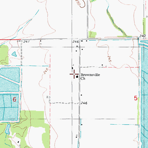 Topographic Map of Brownsville Church, AR