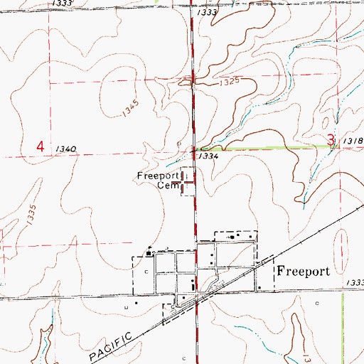 Topographic Map of Freeport Cemetery, KS