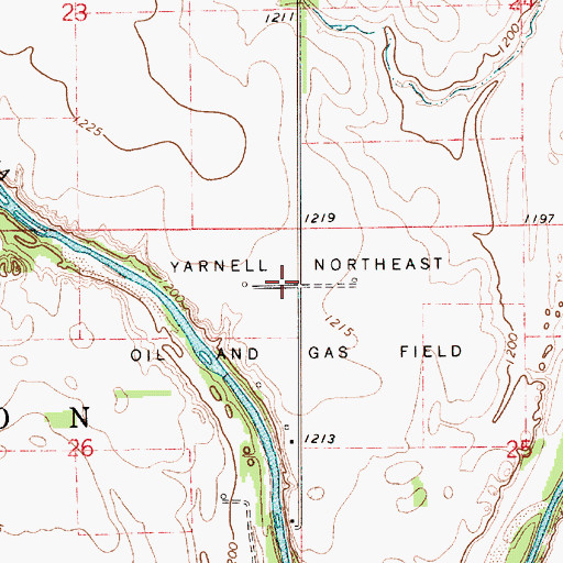 Topographic Map of Yarnell Northeast Oil and Gas Field, KS
