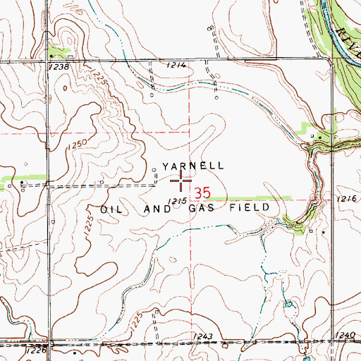 Topographic Map of Yarnell Oil and Gas Field, KS