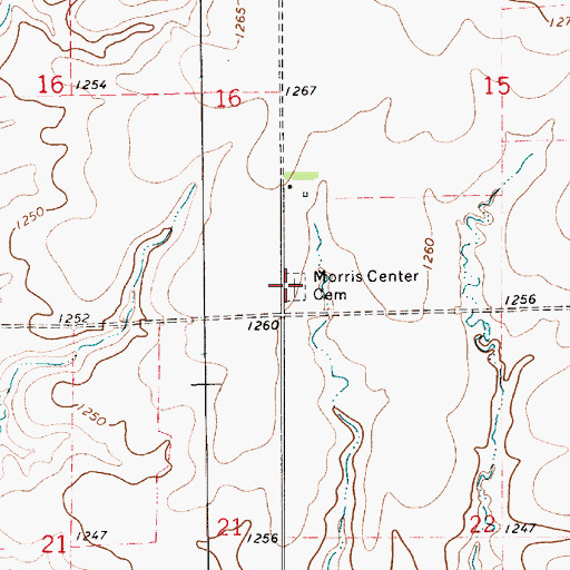 Topographic Map of Morris Center Cemetery, KS