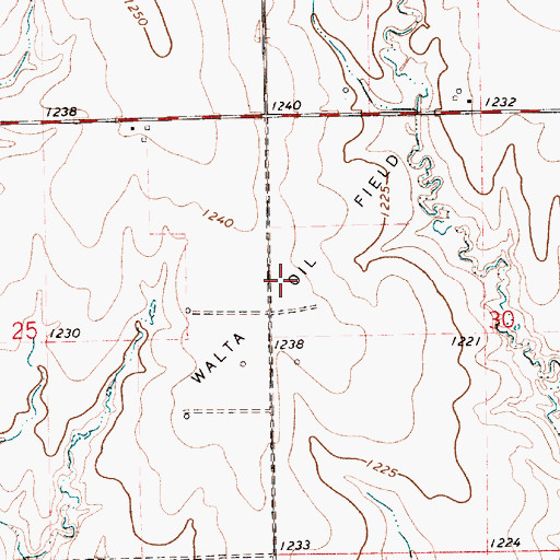 Topographic Map of Walta Oil Field, KS
