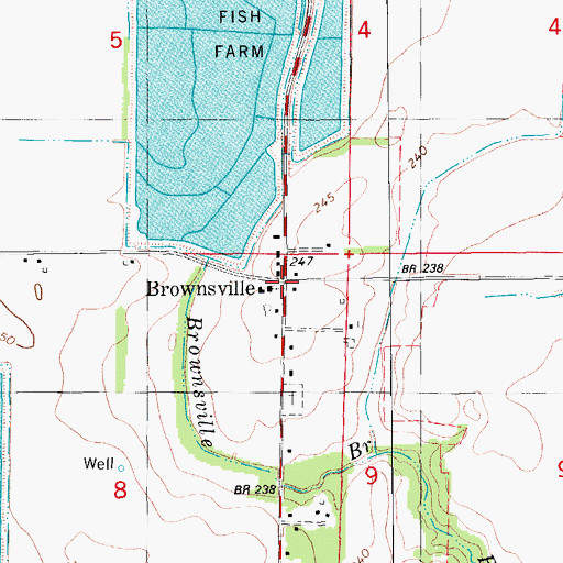 Topographic Map of Brownsville School, AR