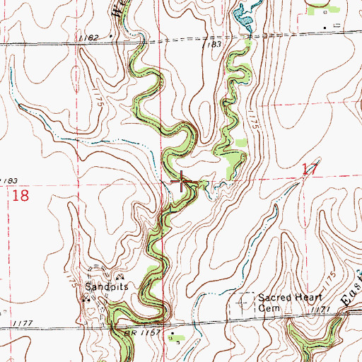 Topographic Map of Long Creek, KS