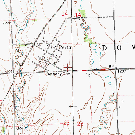 Topographic Map of Bethany Cemetery, KS
