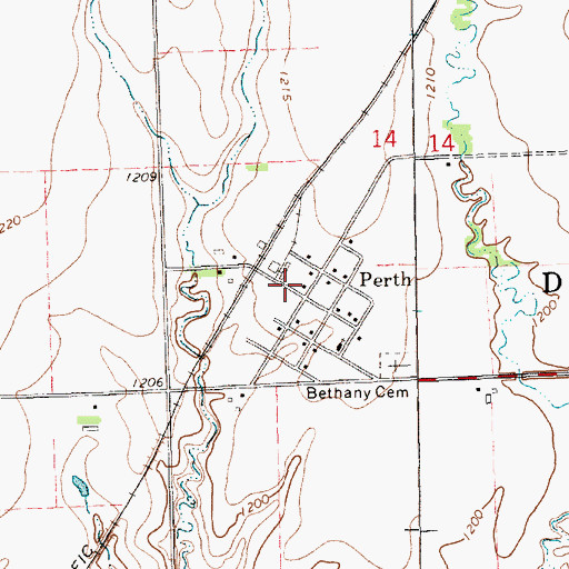 Topographic Map of Perth, KS