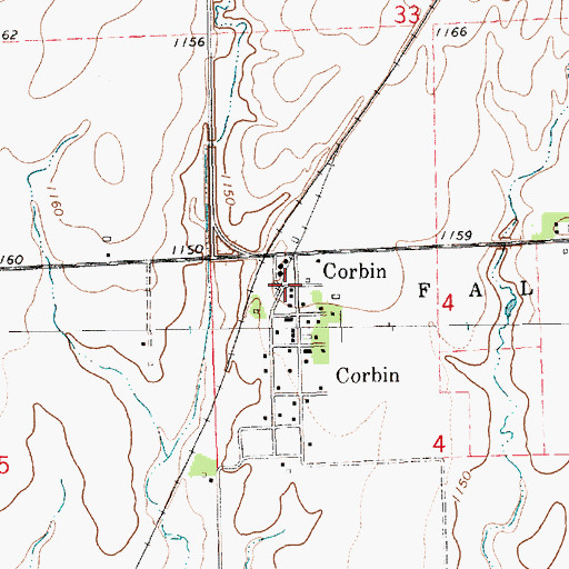 Topographic Map of Corbin, KS