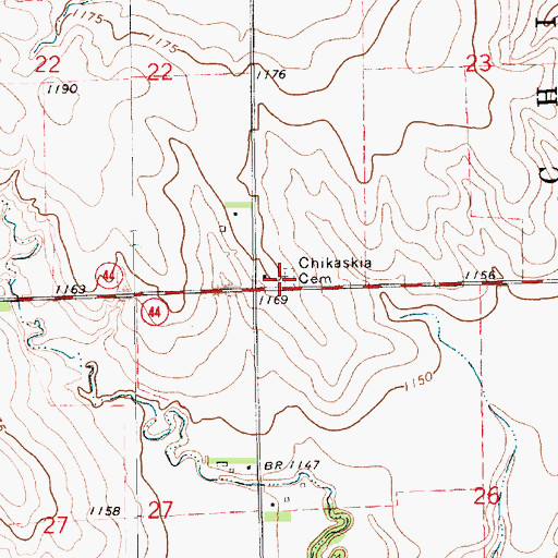 Topographic Map of Chikaskia Cemetery, KS
