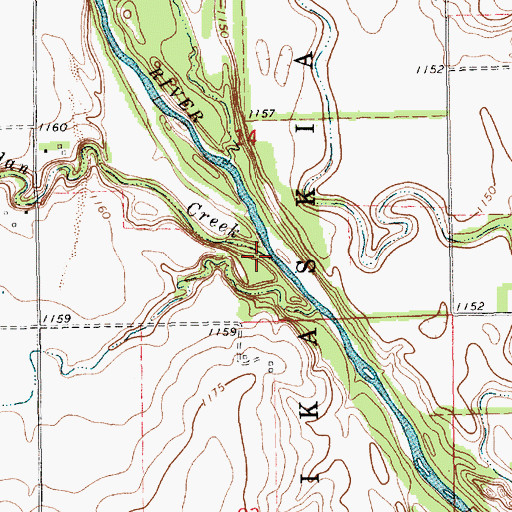 Topographic Map of Jordan Creek, KS
