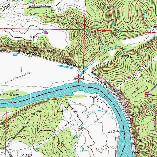 Topographic Map of Bruce Creek, AR