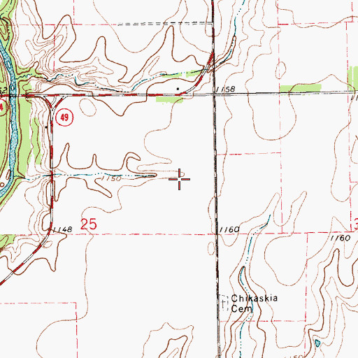 Topographic Map of East Prairie Creek, KS