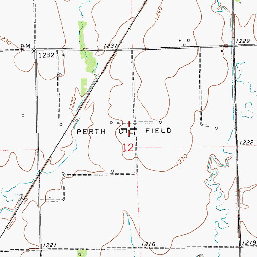 Topographic Map of Perth Oil Field, KS