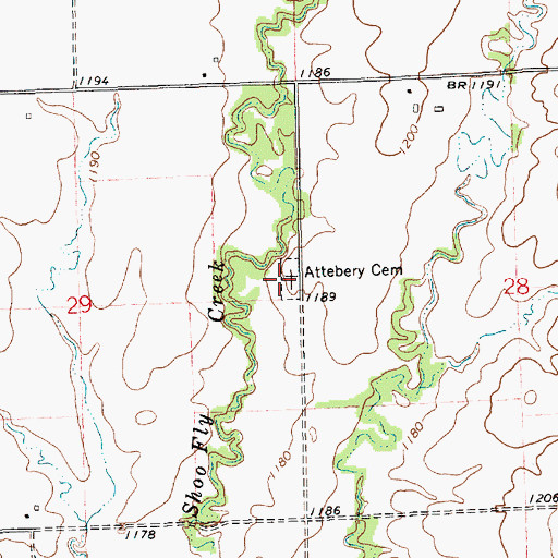 Topographic Map of Attebery Cemetery, KS