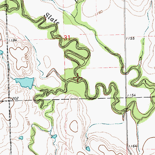 Topographic Map of Snyder Creek, KS