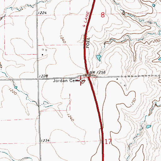 Topographic Map of Jordan Cemetery, KS