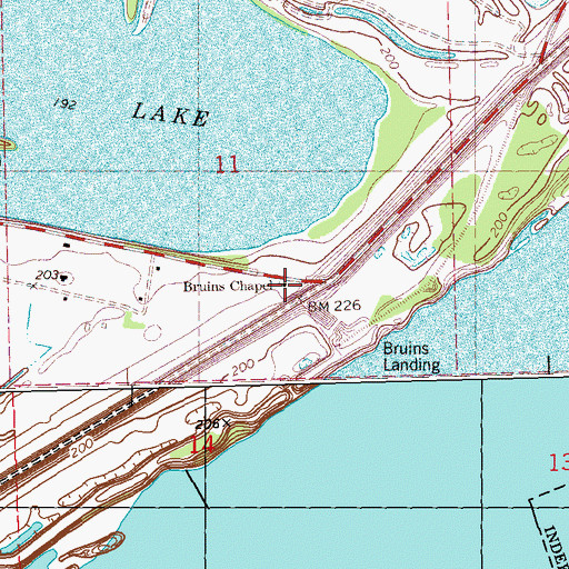 Topographic Map of Bruins Chapel, AR