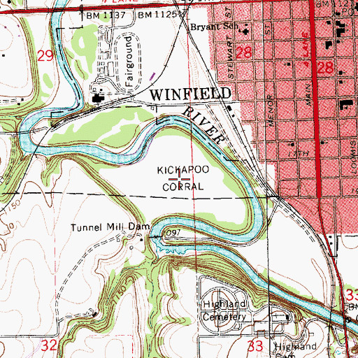 Topographic Map of Kickapoo Corral, KS