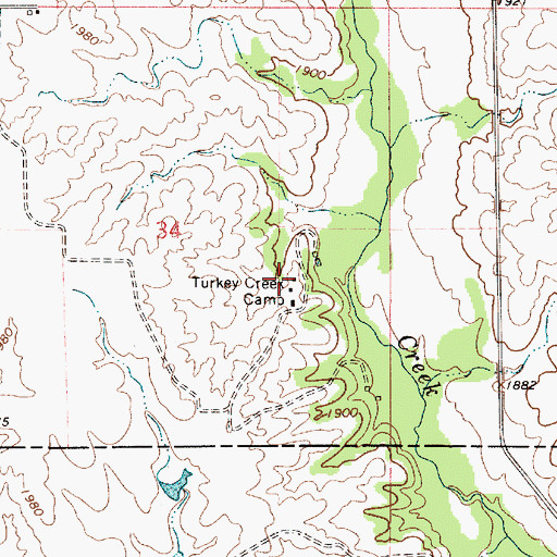 Topographic Map of Turkey Creek Camp, KS