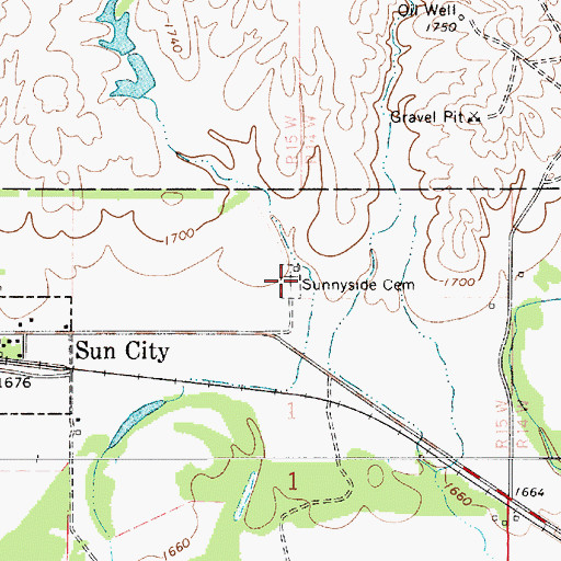 Topographic Map of Sunnyside Cemetery, KS