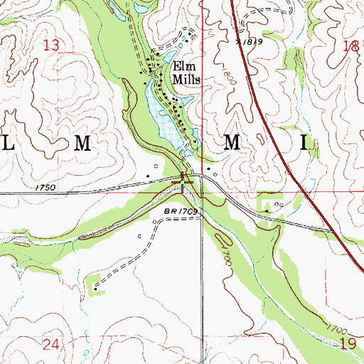 Topographic Map of North Elm Creek, KS