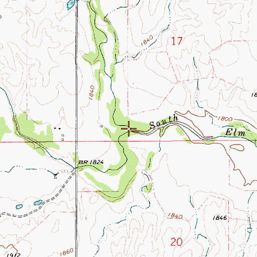 Topographic Map of East Branch South Elm Creek, KS