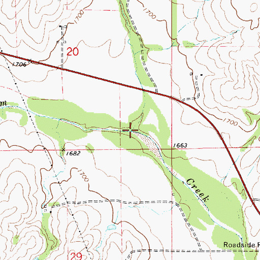 Topographic Map of Crooked Creek, KS