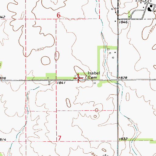 Topographic Map of Isabel Cemetery, KS