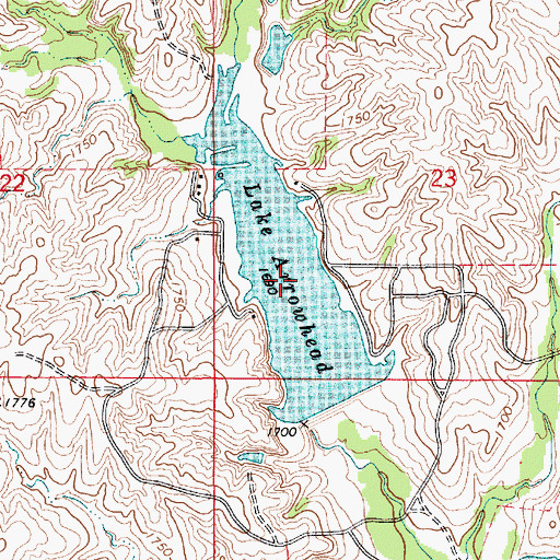 Topographic Map of Lake Arrowshead, KS