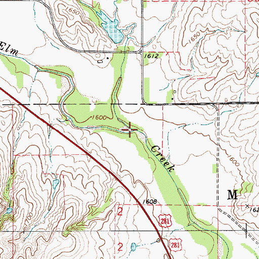 Topographic Map of Amber Creek, KS