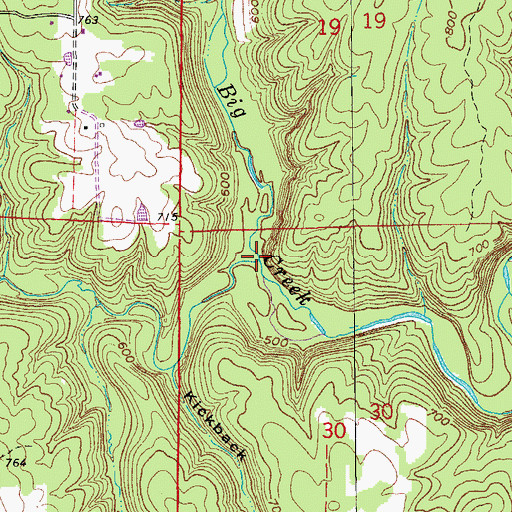Topographic Map of Brush Creek, AR