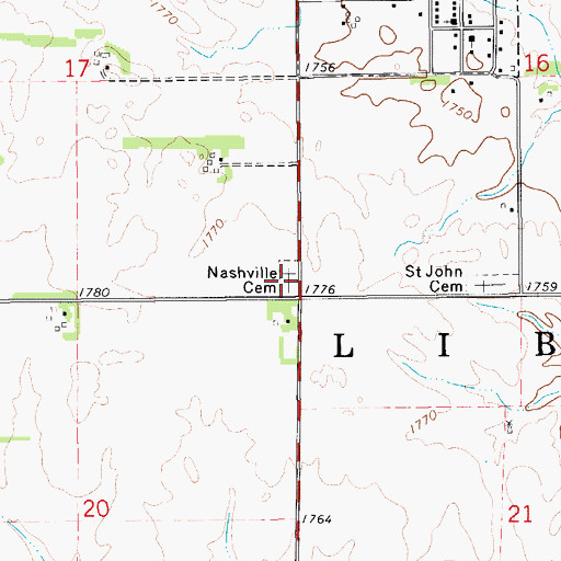Topographic Map of Liberty Township Cemetery, KS