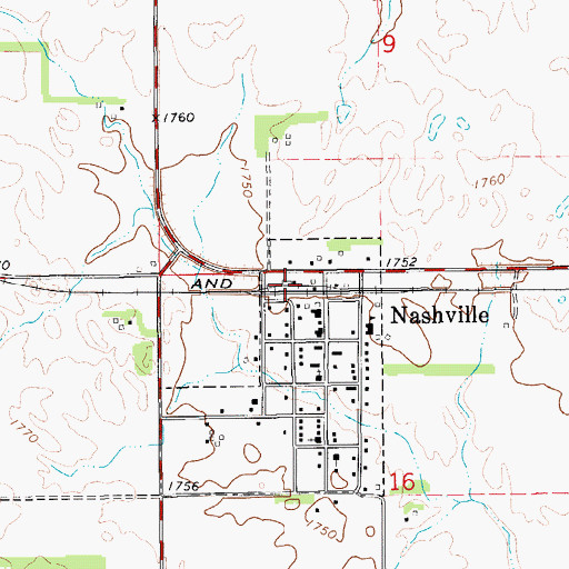 Topographic Map of Nashville, KS