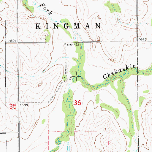 Topographic Map of North Fork Chikaskia River, KS