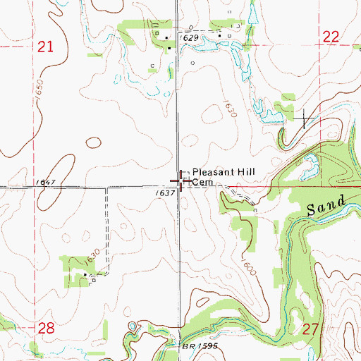 Topographic Map of Pleasant Hill Cemetery, KS