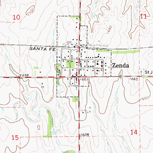 Topographic Map of Zenda, KS