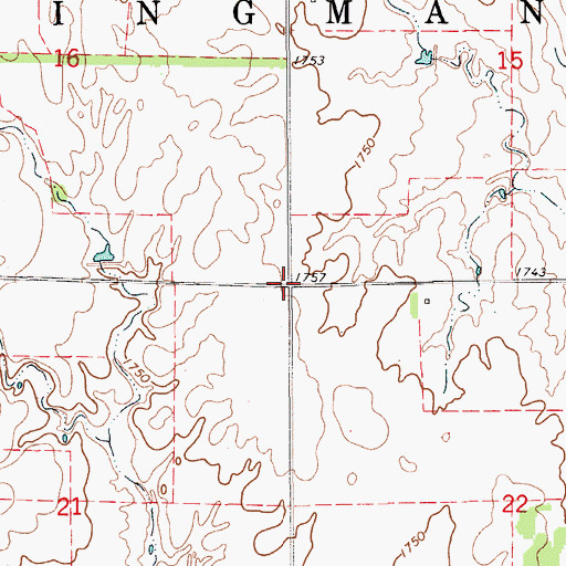 Topographic Map of Township of Kingman, KS