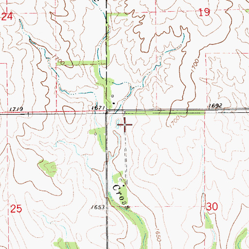Topographic Map of Cross Creek, KS